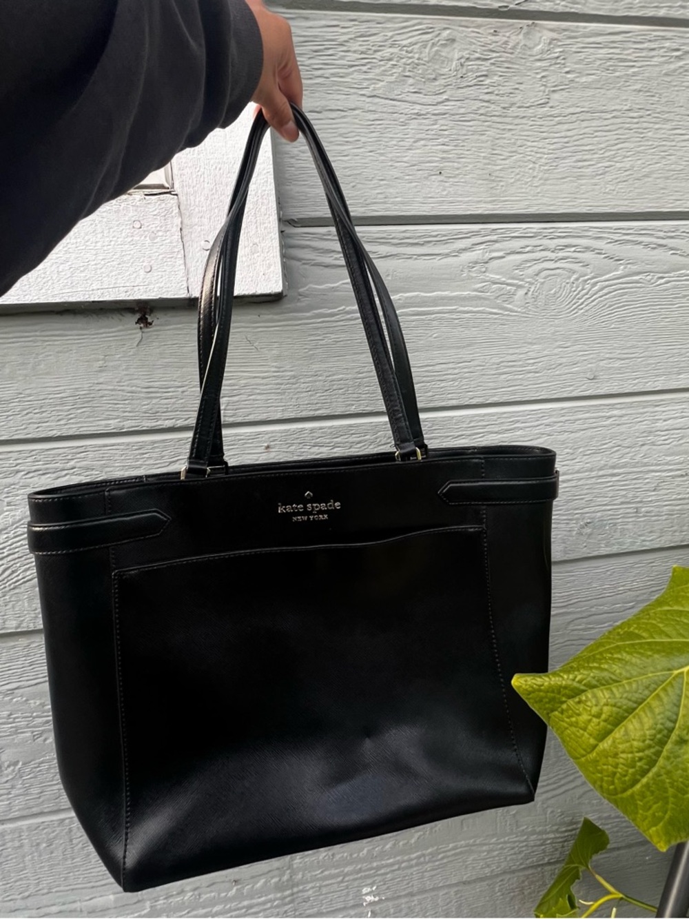 kate spade Black Leather Double-Handle Tote
